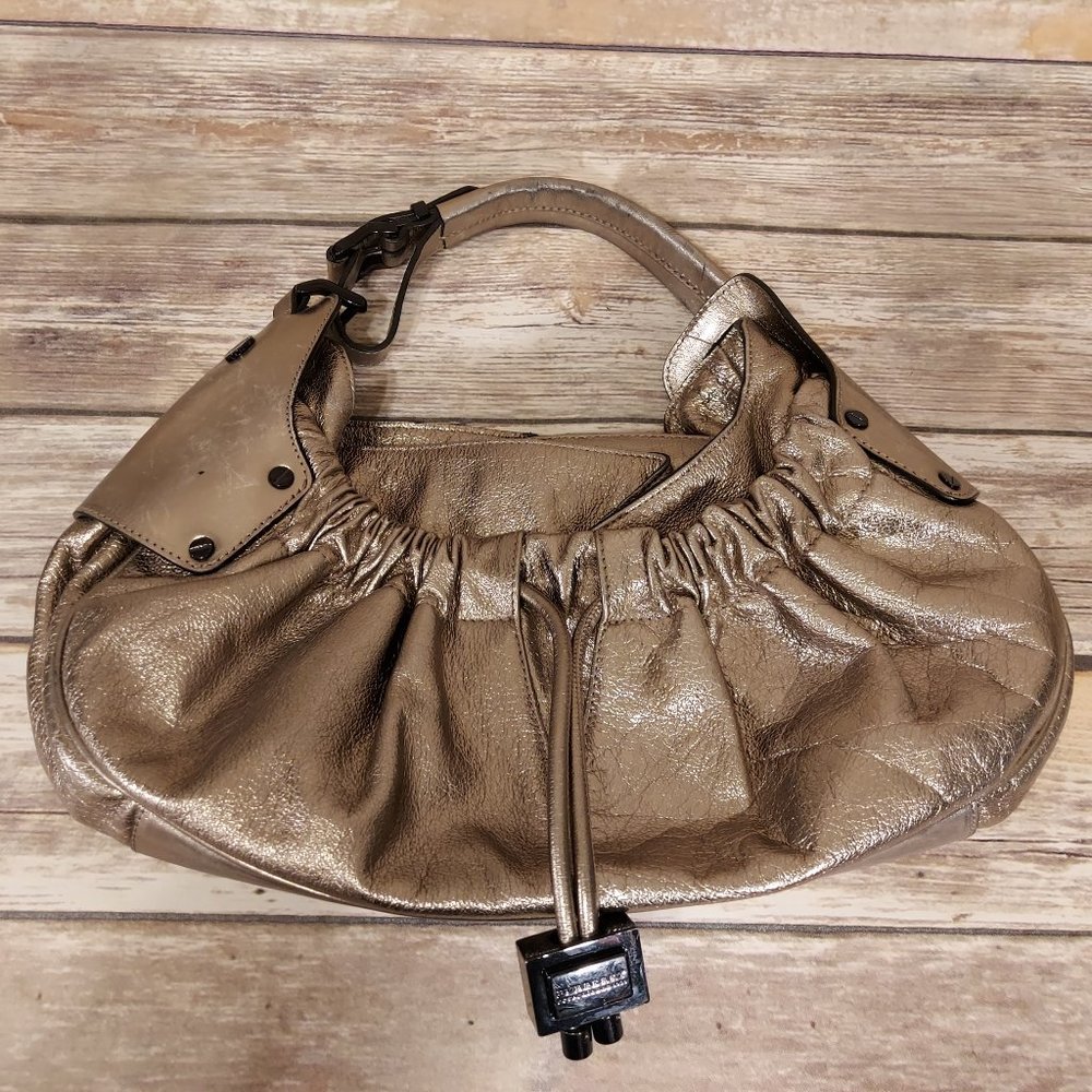 BURBERRY Calfskin Warrior Hobo Bag